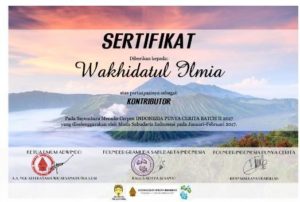 Sayembara Menulis Cerpen INDONESIA PUNYA CERITA BATCH II 2017 yang diselenggarakan oleh Muda Sabudarta Indonesia pada Januari-Februari 2017, Kontributor a.n. Wakhidatul Ilmia