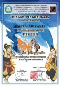 Festival Sastra Nusantara se-Karisedenan Kediri oleh UNP Kediri pada April 2018, Peserta a.n. Dwi Fajariyanti